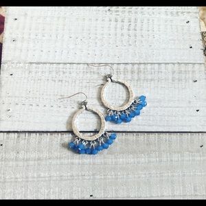 Boho Periwinkle Blue Hammered Silver Earrings NWT